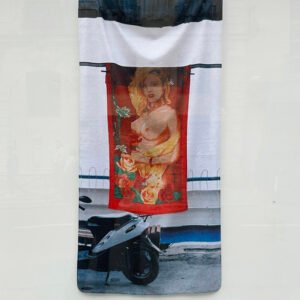Towel with scooter and naked lady